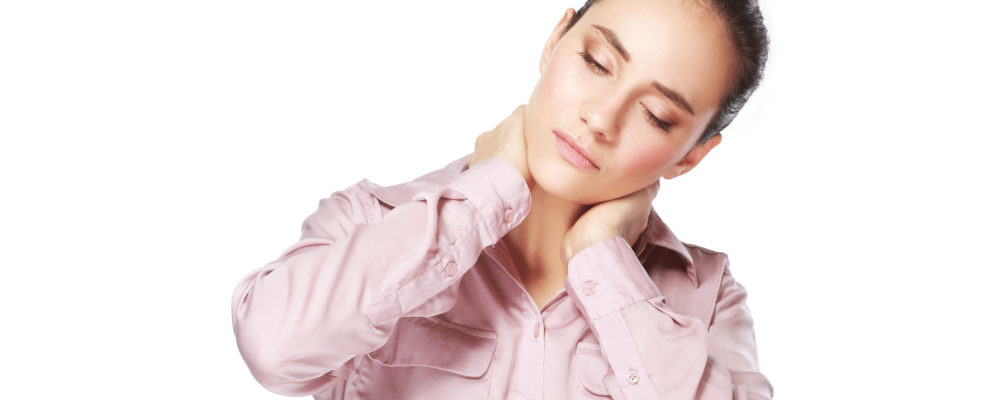 lady grabbing snore neck