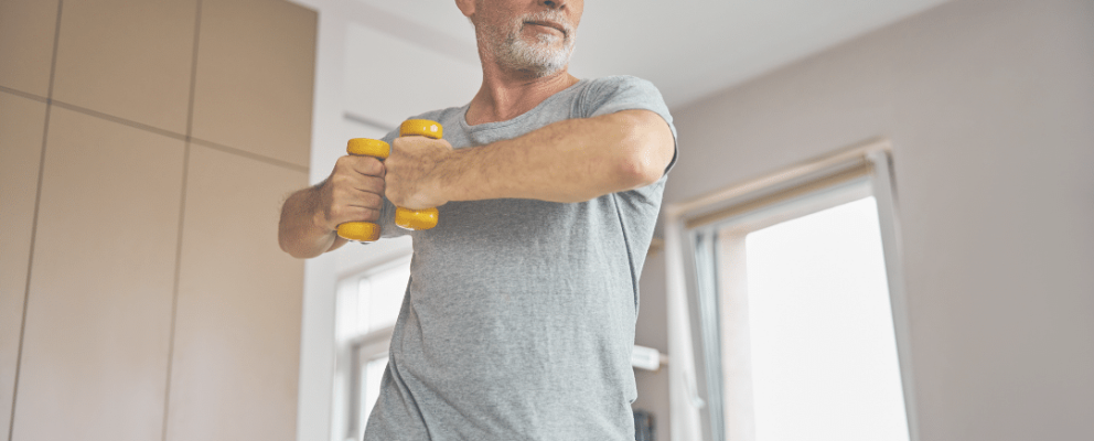 older man doing exercise
