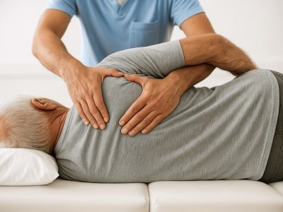 chiropractor hands on treatment fixing someones back