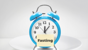 clock with fasting label on it