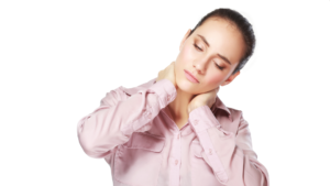 lady grabbing snore neck