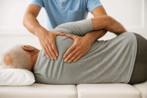 chiropractor hands on treatment fixing someones back