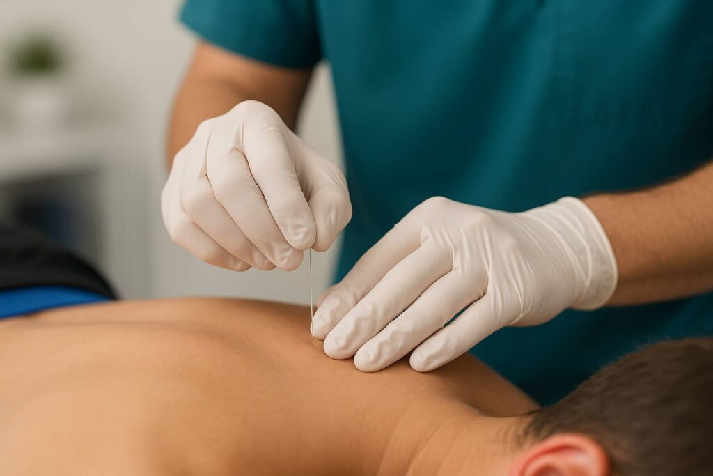 chiropractor dry needling upper back to release tension